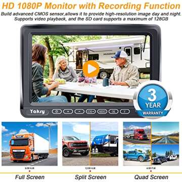 Yakry Y27 RV Backup Camera Wireless - HD 1080P Monitor