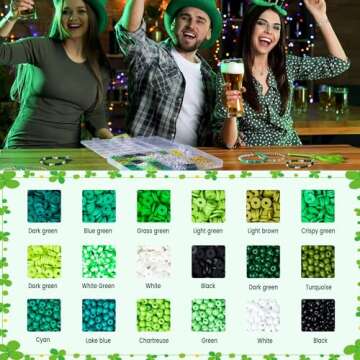 Goldwise 3900 Pcs St. Patrick's Day Bracelet Making Kit - Colorful Clay & Glass Beads for DIY Jewelr...