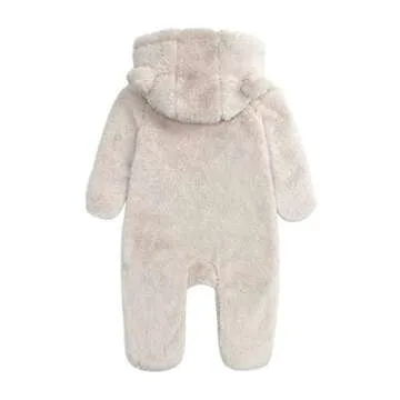 Cute Cartoon Bear Pattern Fleece Snowsuit for Babies 0-3 Months