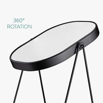 Navaris Vanity Mirror with Tray - Table Top Mirror with Metal Stand and Storage - 7" x 9" Mirror Size - For Makeup, Tabletop, Desk - Black Finish