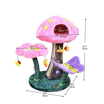 Catry Cat Tree – Nature Looking of Cat beds and Furniture All-in-1, Allure Cats Love to Lounge in and Lazily Recline While Playing with Cute Bees Toys and Scratching Post, Flowers (CT200436)