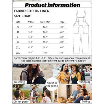 Gihuo Women's Linen Overalls Loose Fit Baggy Bib Overalls Wide Leg Jumpsuit(Army Green, Medium)