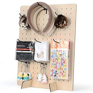 Wooden Pegboard Display Stand Retail Rack - Necklace Holder Earring Display Stands for Selling and C...