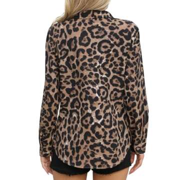 BBIBBI Leopard Print Tops for Women Clothes Womens Dressy Casual Button Up Fashion Blouses & Button-...