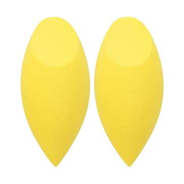 Real Techniques Miracle Concealer Sponge, Makeup Blending Sponge For Liquid & Cream Concealer, Elongated Shape For Precise Application Under Eyes & Tight Areas, Yellow, Latex-Free Foam, 2 Count