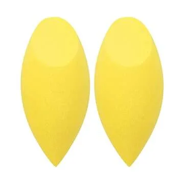 Real Techniques Miracle Concealer Sponge, Makeup Blending Sponge For Liquid & Cream Concealer, Elongated Shape For Precise Application Under Eyes & Tight Areas, Yellow, Latex-Free Foam, 2 Count