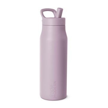 Simple Modern Water Bottle with Push Button Straw Lid | Ceramic-Lined Insulated Stainless Steel | Tr...