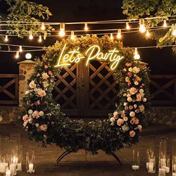 Kavaas Lets Party Neon Sign for Wall Decor - 16.5''x 6.9'' Let's Party Neon Sign for Birthday, Wedding, Bachelorette, Engagement Party Decorations (Warm White)