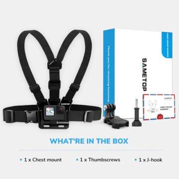 Versatile Sametop Chest Mount Harness for GoPro Cameras