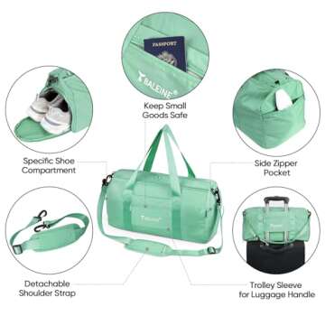 BALEINE Gym Bag for Women and Men, Small Duffel Bag for Sports, Gyms and Weekend Getaway, Waterproof...