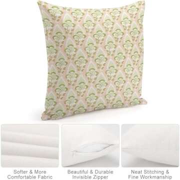 POMOTER Green Pink Check Throw Pillow Cover, 18x18 Design