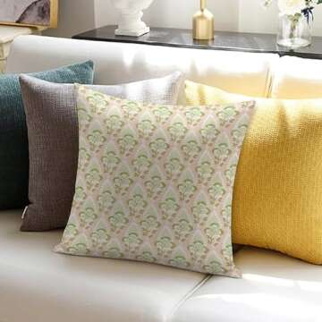 POMOTER Green Pink Check Throw Pillow Cover, 18x18 Design