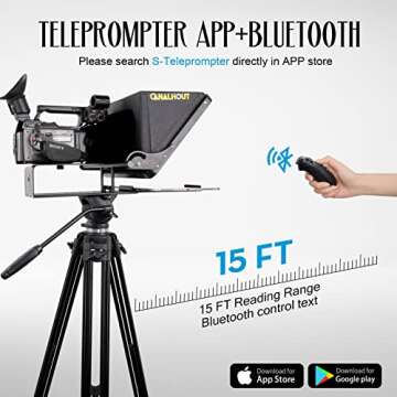 CANALHOUT 16" Universal Teleprompter with Remote Control, Fit All Tablets/iPad, Video Camera/DSLR, P...