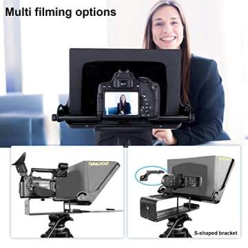 CANALHOUT 16" Universal Teleprompter with Remote Control, Fit All Tablets/iPad, Video Camera/DSLR, Pre-Assembled, 70/30 Beam Splitting Glass with Waterproof Tote, Speech and Video Creation