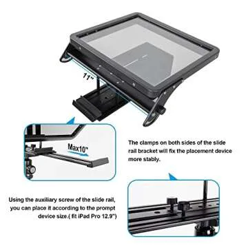 CANALHOUT 16" Universal Teleprompter with Remote Control, Fit All Tablets/iPad, Video Camera/DSLR, Pre-Assembled, 70/30 Beam Splitting Glass with Waterproof Tote, Speech and Video Creation