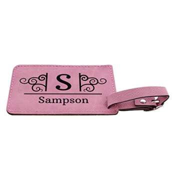 Customized Name and Initial Luggage Tag 2-pack Laser Engraved Leatherette Customized Luggage Tags Pi...