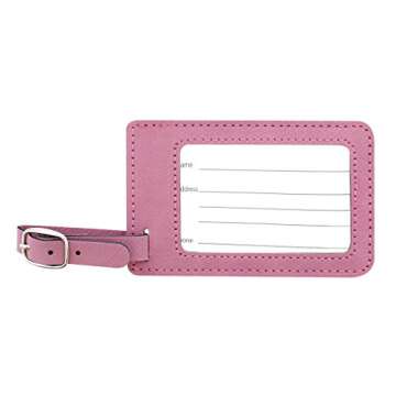Customized Name and Initial Luggage Tag 2-pack Laser Engraved Leatherette Customized Luggage Tags Pink