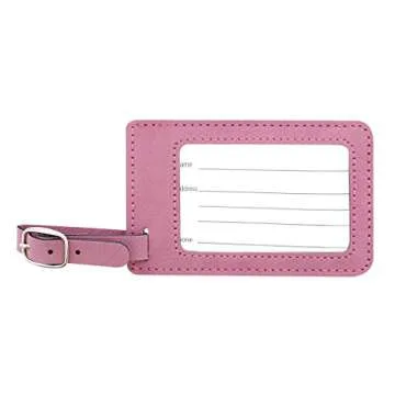 Customized Name and Initial Luggage Tag 2-pack Laser Engraved Leatherette Customized Luggage Tags Pink