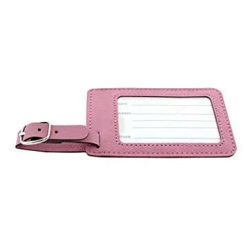 Customized Name and Initial Luggage Tag 2-pack Laser Engraved Leatherette Customized Luggage Tags Pink