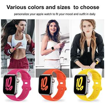 (6 Pack) Sport Band Compatible with Apple Watch Bands 38mm 40mm 41mm 42mm 44mm 45mm 49mm, Soft Silicone Replacement iwatch Strap Bands Compatible for Apple Watch Ultra SE Series 8 7 6 5 4 3 2 1 Men