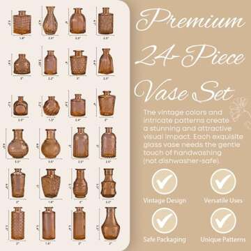 Timeliss Glass Bud Flower Vase Set, Clear Glass Vases for Home Decor, Centerpiece Table Decorations ...