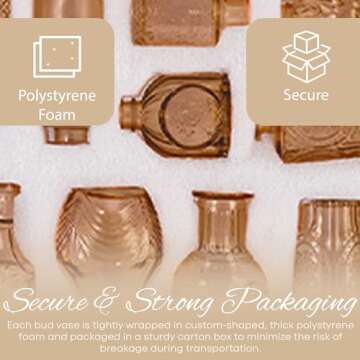 Timeliss Glass Bud Flower Vase Set, Clear Glass Vases for Home Decor, Centerpiece Table Decorations for Weddings, Parties and More, Rustic and Vintage Decor, Amber-Colored Bud Vases in Bulk 24