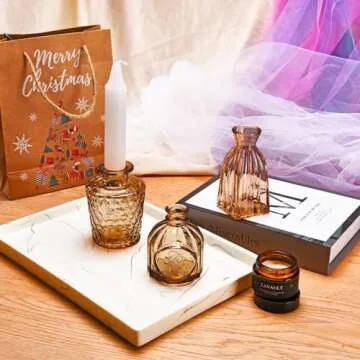 Timeliss Glass Bud Flower Vase Set, Clear Glass Vases for Home Decor, Centerpiece Table Decorations for Weddings, Parties and More, Rustic and Vintage Decor, Amber-Colored Bud Vases in Bulk 24