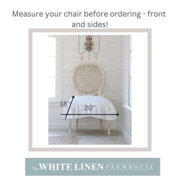 Linen Seat Cover for Dining Chair - Ruffled, Pocket Back, 20" x 18"