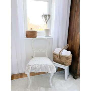 Stylish Linen Seat Covers for Dining Chairs - Ruffled Design