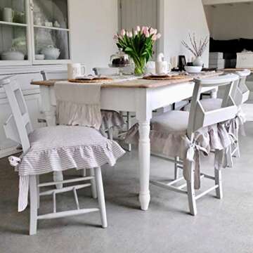 Stylish Linen Seat Covers for Dining Chairs - Ruffled Design