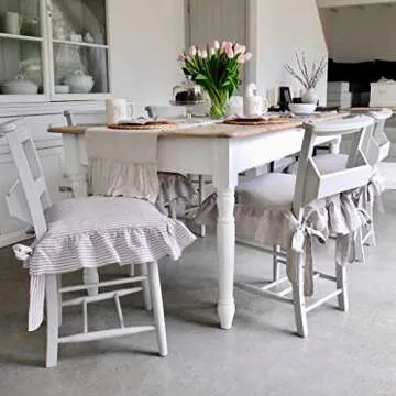 Stylish Linen Seat Covers for Dining Chairs - Ruffled Design