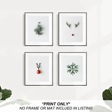 heilkee Modern Christmas Wall Art Prints(UNFRAMED 8x10in, 4 Piece, Paper, Minimalist, Bathroom, Bedroom, Living Room, Winter)