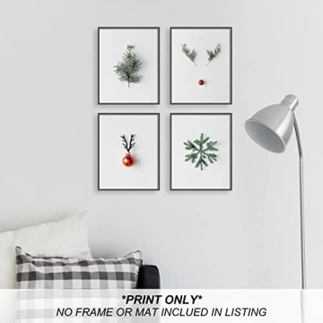 heilkee Modern Christmas Wall Art Prints(UNFRAMED 8x10in, 4 Piece, Paper, Minimalist, Bathroom, Bedroom, Living Room, Winter)