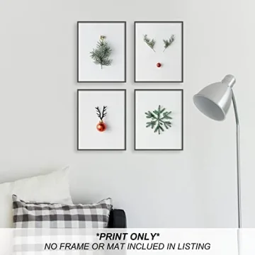 heilkee Modern Christmas Wall Art Prints(UNFRAMED 8x10in, 4 Piece, Paper, Minimalist, Bathroom, Bedroom, Living Room, Winter)