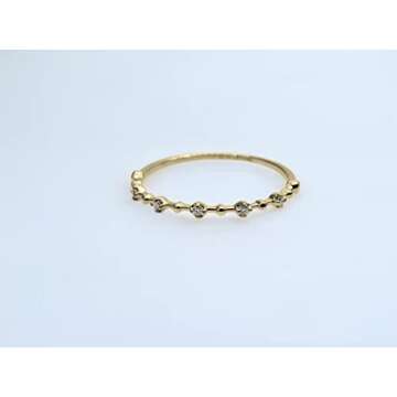 Dazzlingrock Collection 0.06 Carat Round White Diamond Bead Dot Stackable Ring for Women in 10K Solid Yellow Gold, Size 7