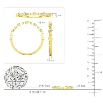 Dazzlingrock Collection 0.06 Carat Round White Diamond Bead Dot Stackable Ring for Women in 10K Solid Yellow Gold, Size 7