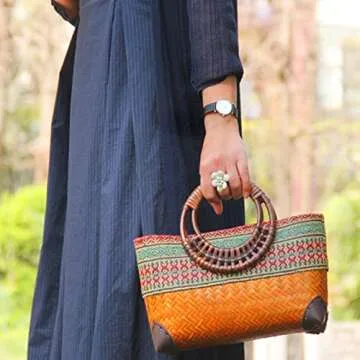 Stylish QTKJ Straw Beach Bag for Women - Handmade & Versatile