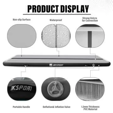 AKSPORT Inflatable Gymnatsics Mat Tumble Track 10ft 13ft 16ft 20ft 23ft Air Tumbling Mat with Air Pump for Home Use/Training/Cheerleading/Yoga