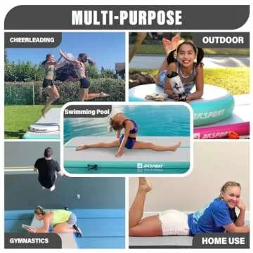 AKSPORT Inflatable Gymnatsics Mat Tumble Track 10ft 13ft 16ft 20ft 23ft Air Tumbling Mat with Air Pump for Home Use/Training/Cheerleading/Yoga