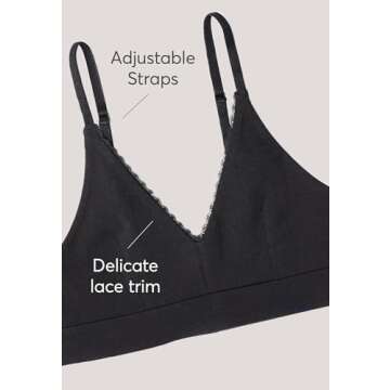 Pact Black Organic Cotton Bralette for Comfortable Fit