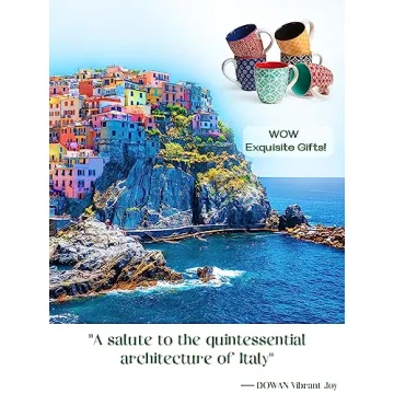 DOWAN Coffee Mugs Set of 6 - Large Porcelain Cups