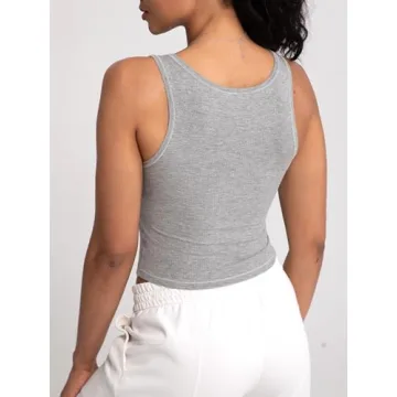 Danysu Cotton Rib Tank Top with Built-in Bra for Women