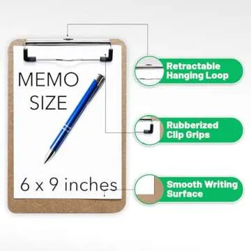 Mini Clipboard 6" x 9" (Set of 6) Memo Clipboard | Small Clipboards 6x9 with Low Profile Clip, Mini ...