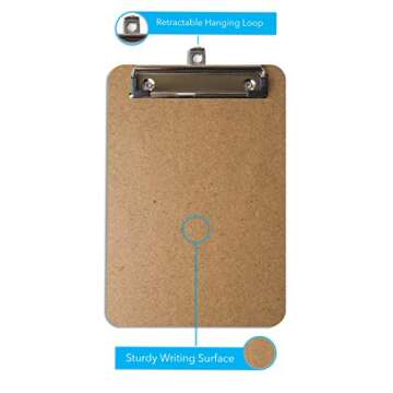Mini Clipboard 6" x 9" (Set of 6) Memo Clipboard | Small Clipboards 6x9 with Low Profile Clip, Mini Clipboards 6x9, Little Clipboards Half Size | Office, Teacher, Classroom & Back to School Supplies
