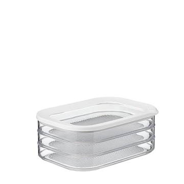 Mepal Modula Rounded Food Storage Box with Lid Set of 3 | Ideal for Cold Cuts, Cheese, and More | Stackable design | Transparent Framed Lid | BPA-Free, Nordic White (17oz/500ml)