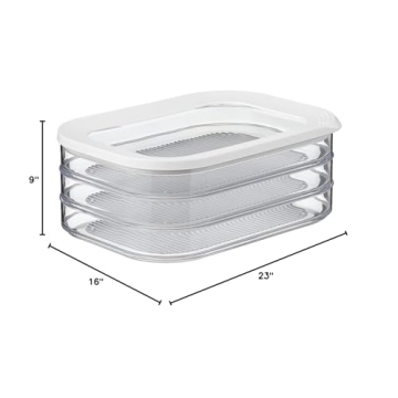 Mepal Modula Rounded Food Storage Box with Lid Set of 3 | Ideal for Cold Cuts, Cheese, and More | Stackable design | Transparent Framed Lid | BPA-Free, Nordic White (17oz/500ml)