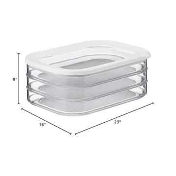Mepal Modula Rounded Food Storage Box with Lid Set of 3 | Ideal for Cold Cuts, Cheese, and More | Stackable design | Transparent Framed Lid | BPA-Free, Nordic White (17oz/500ml)