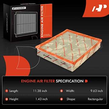 A-Premium Engine Air Filter for Nissan Armada, Jeep Grand Cherokee & More, 1993-2023, Replace# 53007...