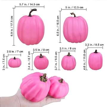 7 Pcs Hot Pink Artificial Pumpkins for Fall Decor