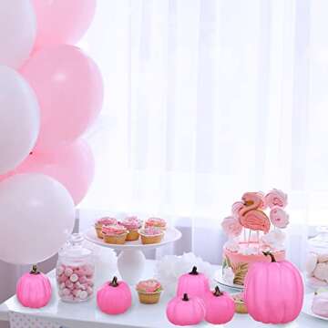 7 Pcs Hot Pink Artificial Pumpkins for Fall Decor